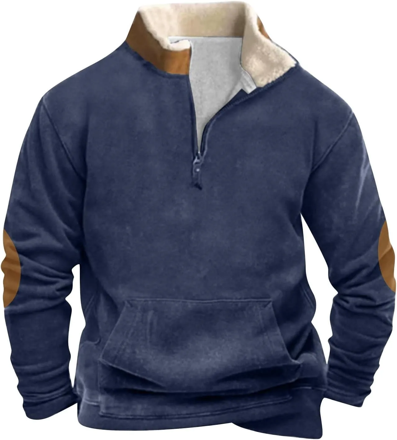 Men's Aztec Western Jacket Cowboy Print Sweatshirt Thermal Warm Sweater 1/4 Zip Stand Collar Plus Size Jacket Coats
