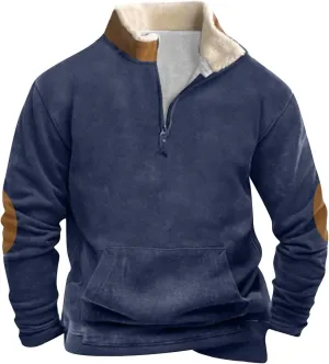 Men's Aztec Western Jacket Cowboy Print Sweatshirt Thermal Warm Sweater 1/4 Zip Stand Collar Plus Size Jacket Coats
