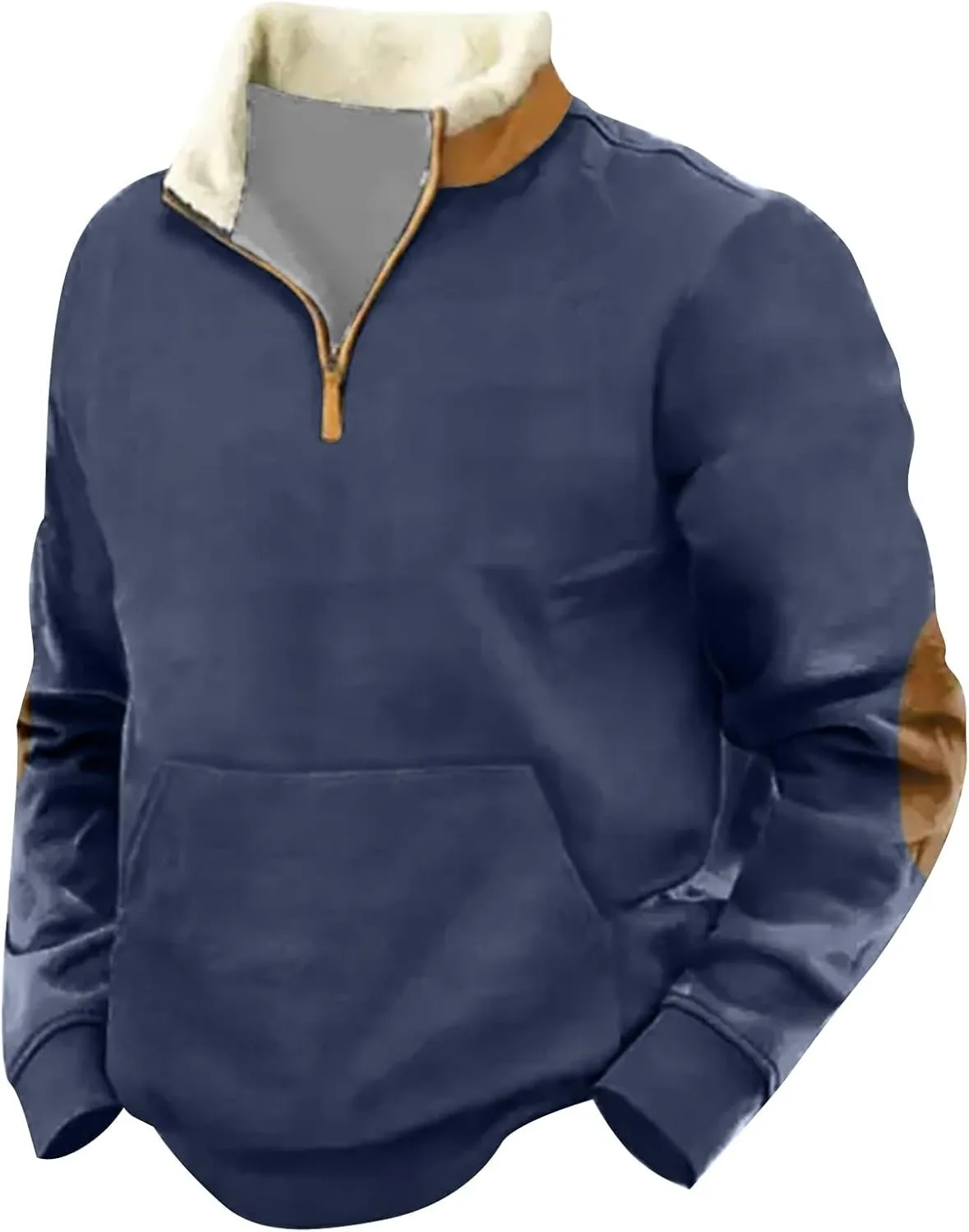 Men's Aztec Western Jacket Cowboy Print Sweatshirt Thermal Warm Sweater 1/4 Zip Stand Collar Plus Size Jacket Coats