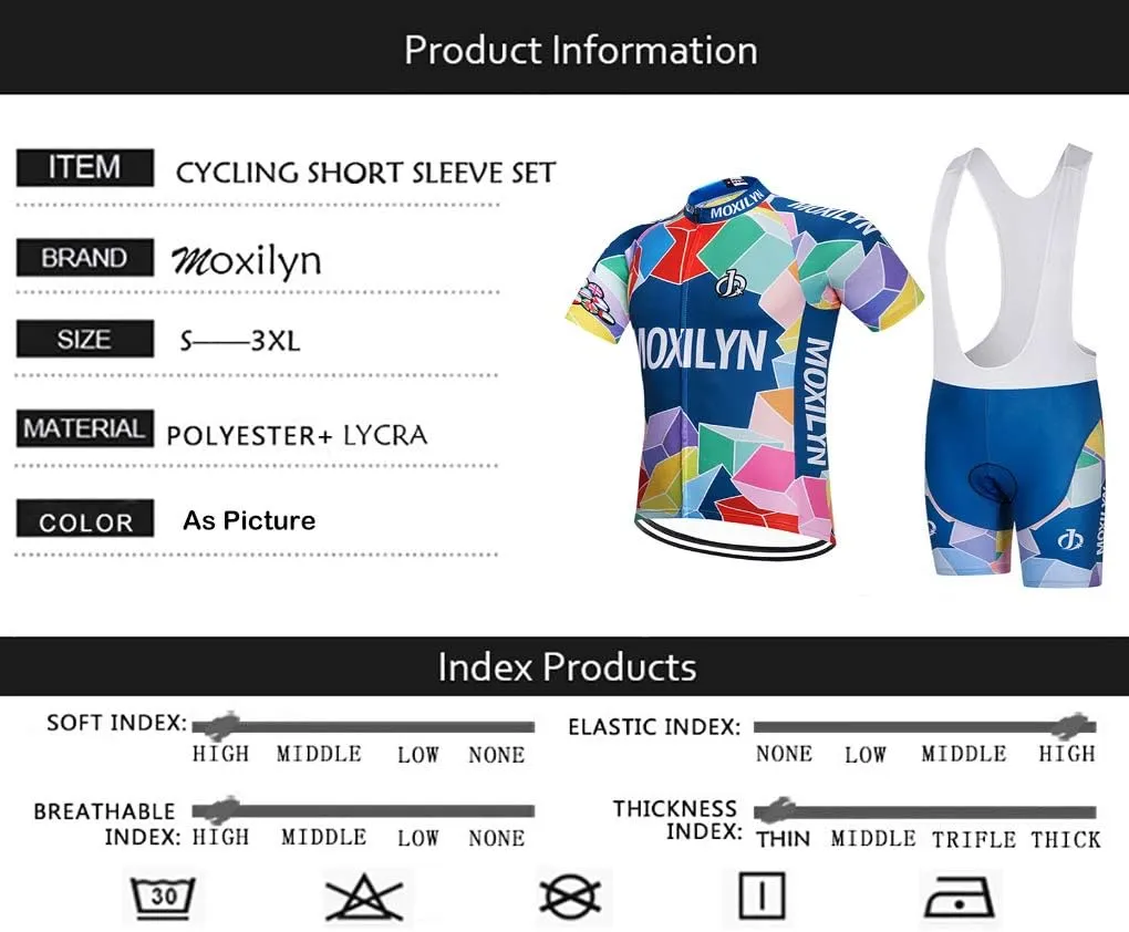 Men's Bike Clothing Set Cycling Jerseys Road Bicycle Shirts Kit   Bib Shorts Quick-Dry Full Zipper Riding Clothes
