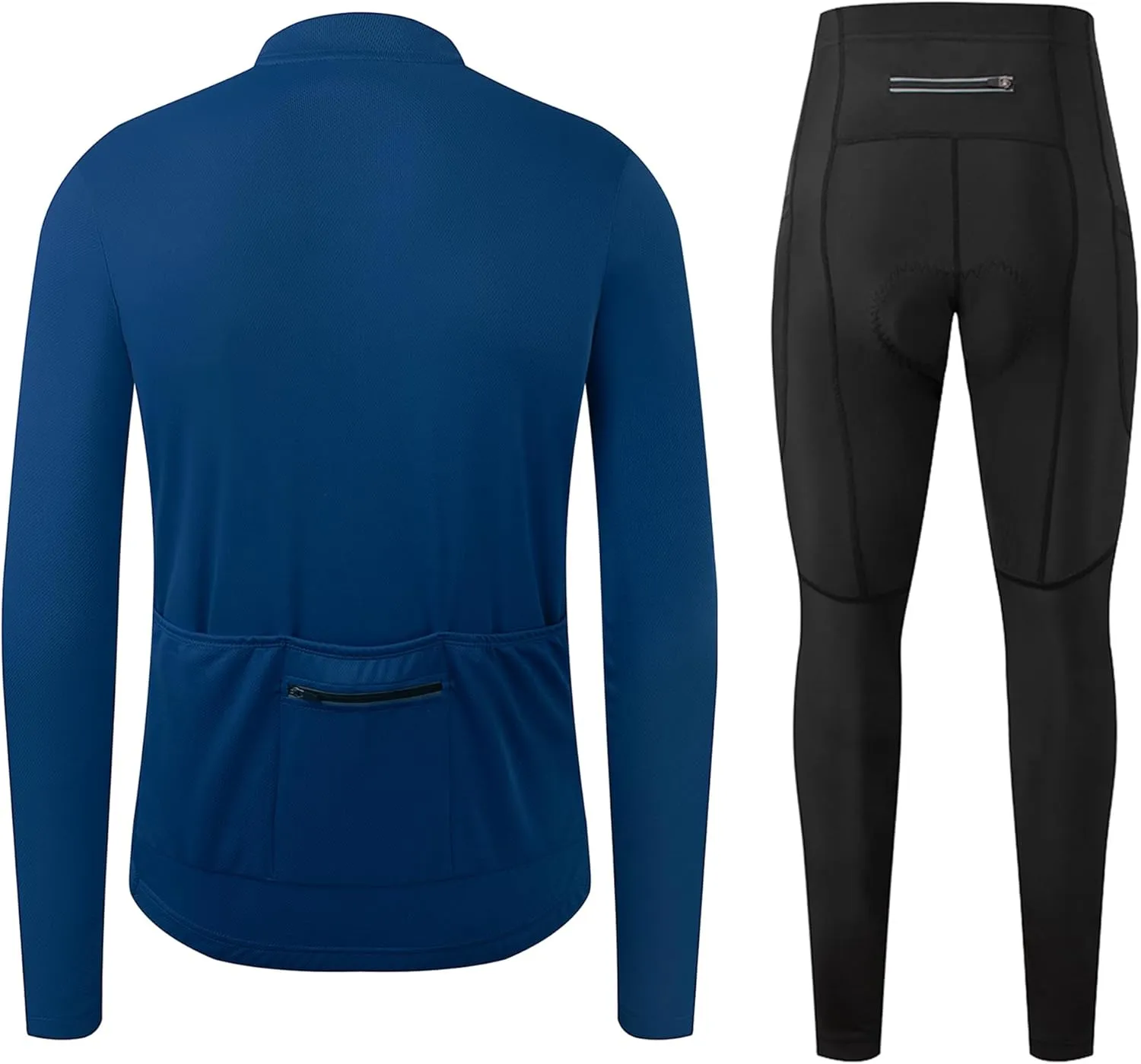 Men's Cycling Jersey 1/3 Zipper Cycling Set Solid Color Club Fit, Long Sleeeves Bike Jersey and Pants Zipper Pocket