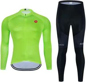 Men's Cycling Jersey Set Long Sleeve Cycling Clothing Road Bike Shirts Bicycle Jersey with 20D Gel Padded Long Pants