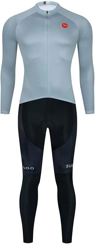 Men's Cycling Jersey Set Long Sleeve Cycling Clothing Road Bike Shirts Bicycle Jersey with 20D Gel Padded Long Pants