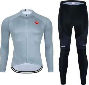Men's Cycling Jersey Set Long Sleeve Cycling Clothing Road Bike Shirts Bicycle Jersey with 20D Gel Padded Long Pants
