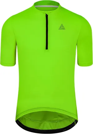 Men's Cycling Jersey Short Sleeves Bike Jersey 1/3 Zipper Solid Color Club Fit, Biking Cycling Shirt Zipper Pocket