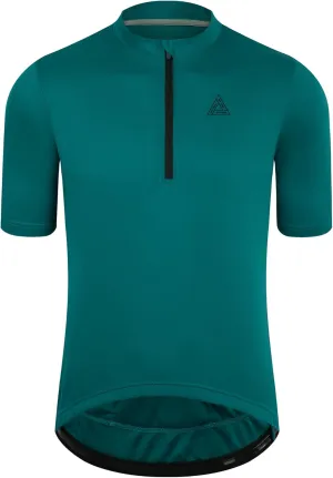Men's Cycling Jersey Short Sleeves Bike Jersey 1/3 Zipper Solid Color Club Fit, Biking Cycling Shirt Zipper Pocket