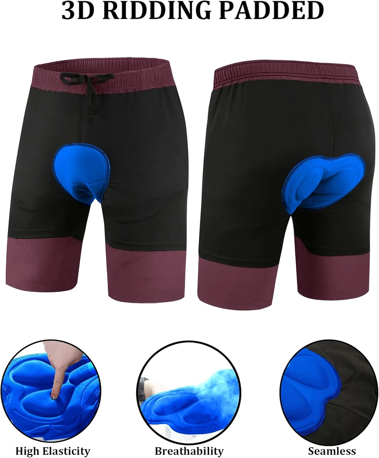 Men's Mountain Bike Shorts 3D Padded Baggy Bicycle Riding Cycling Shorts Quick Dry Lightweight Biking Shorts