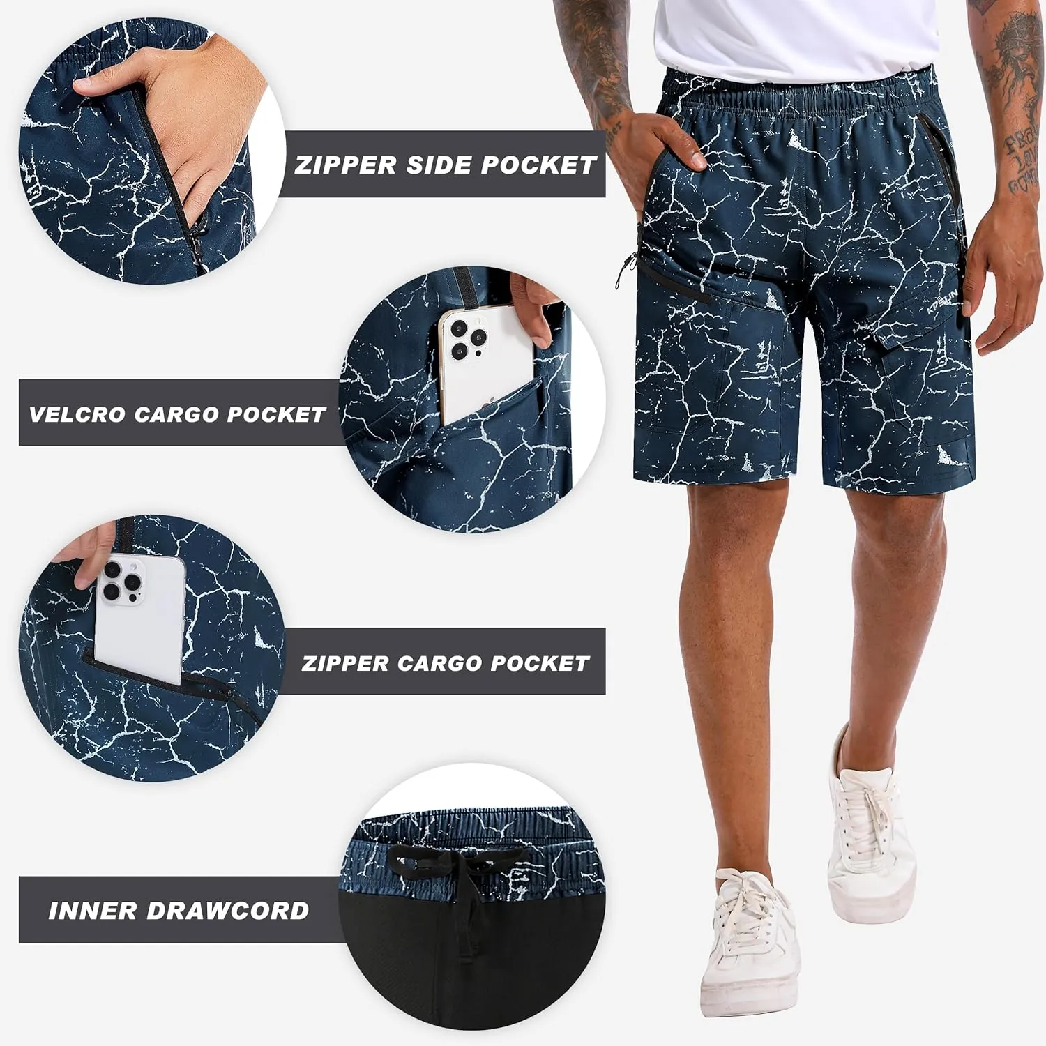 Men's Mountain Bike Shorts 3D Padded Baggy Bicycle Riding Cycling Shorts Quick Dry Lightweight Biking Shorts