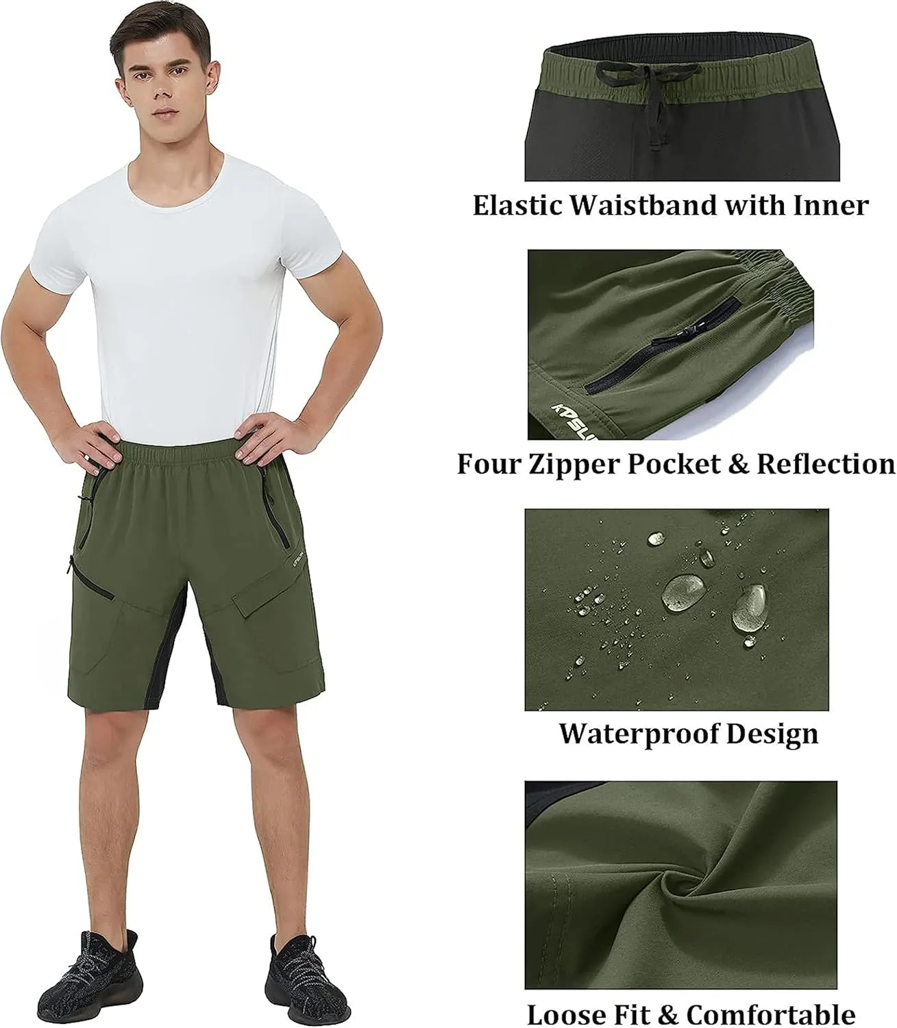Men's Mountain Bike Shorts 3D Padded Baggy Bicycle Riding Cycling Shorts Quick Dry Lightweight Biking Shorts