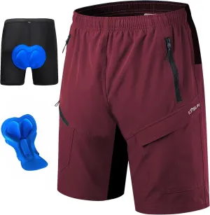 Men's Mountain Bike Shorts 3D Padded Baggy Bicycle Riding Cycling Shorts Quick Dry Lightweight Biking Shorts
