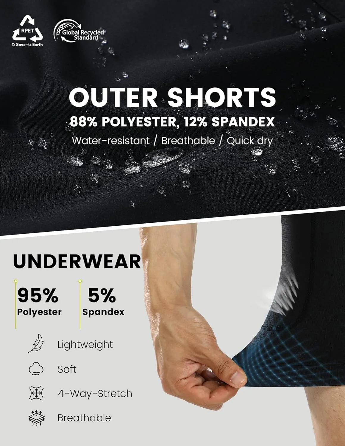 Mens Mountain Bike Shorts 3D Padded MTB Shorts Bicycle Biking Biker Baggy Cycling Shorts with Zipper Pockets