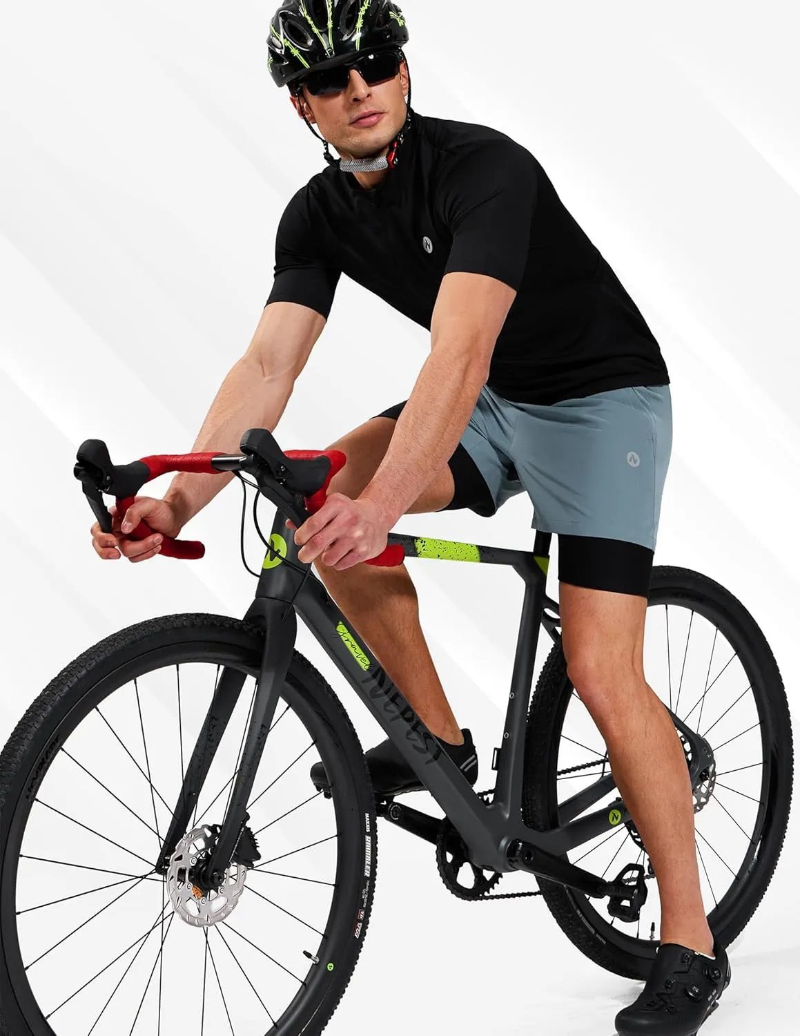 Men’s Mountain Bike Shorts 4D Padded MTB Cycling Biking Bicycle Riding Shorts with Zipper Pockets, Loose-fit