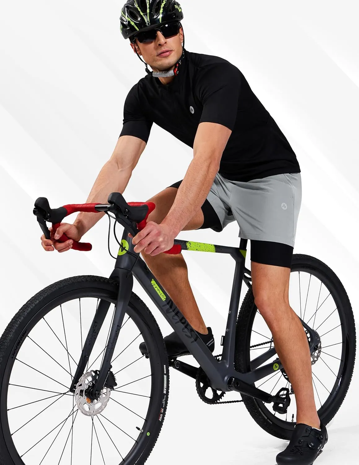 Men’s Mountain Bike Shorts 4D Padded MTB Cycling Biking Bicycle Riding Shorts with Zipper Pockets, Loose-fit