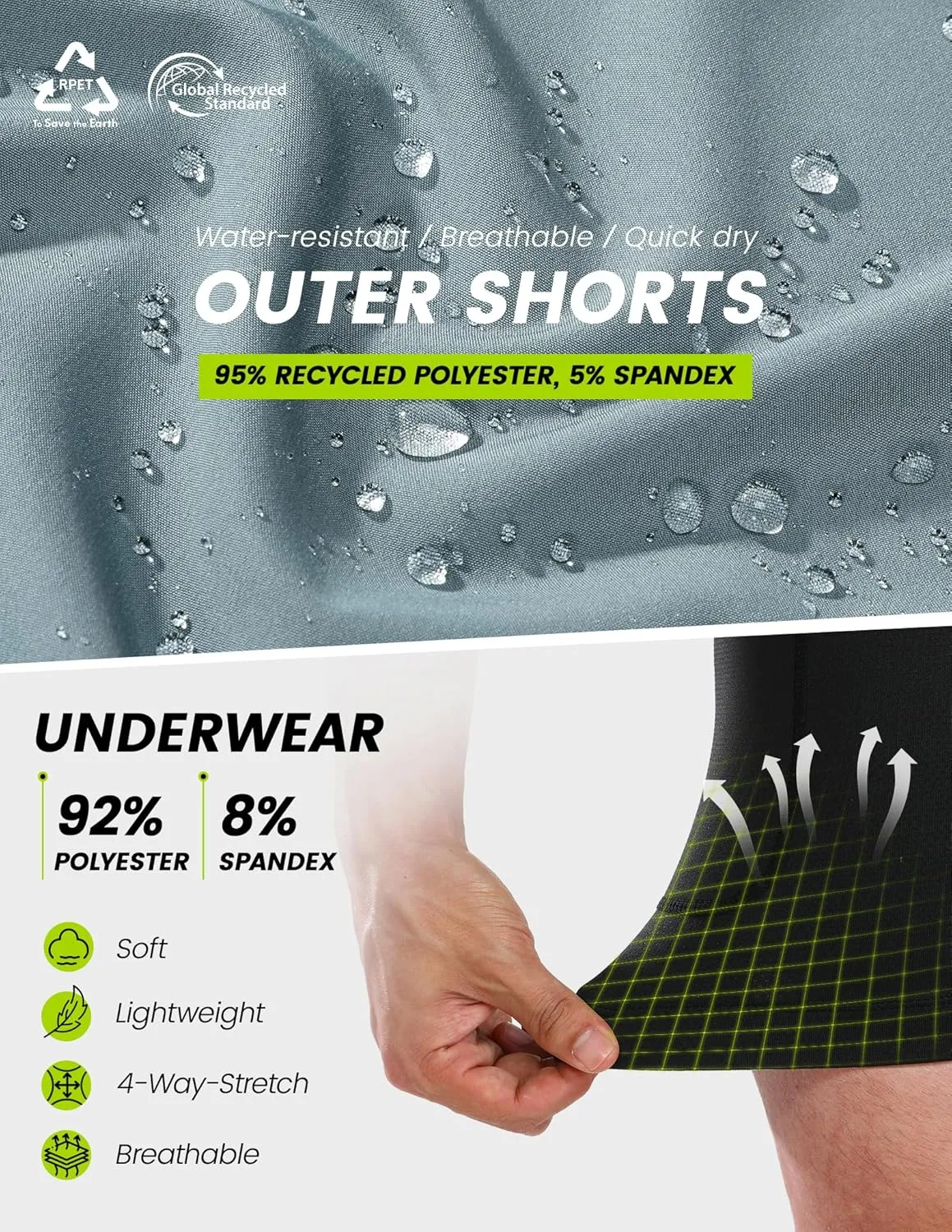 Men’s Mountain Bike Shorts 4D Padded MTB Cycling Biking Bicycle Riding Shorts with Zipper Pockets, Loose-fit