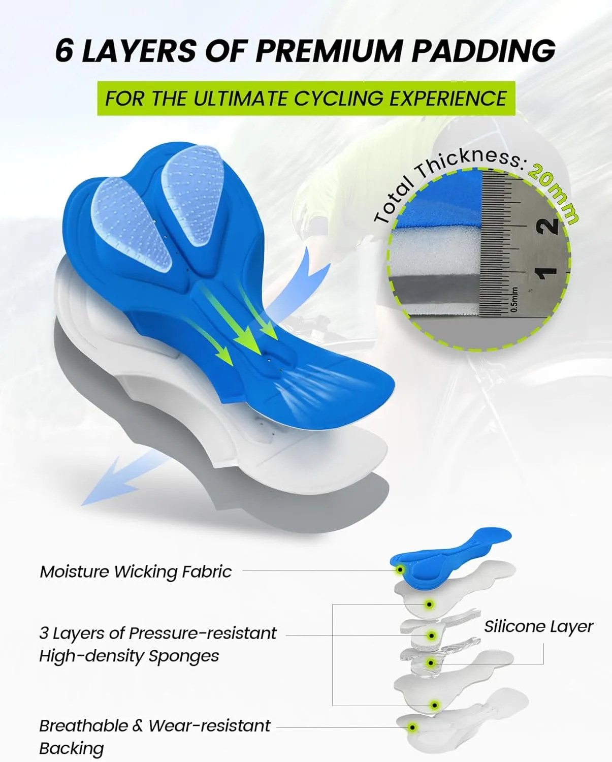 Men’s Mountain Bike Shorts 4D Padded MTB Cycling Biking Bicycle Riding Shorts with Zipper Pockets, Loose-fit