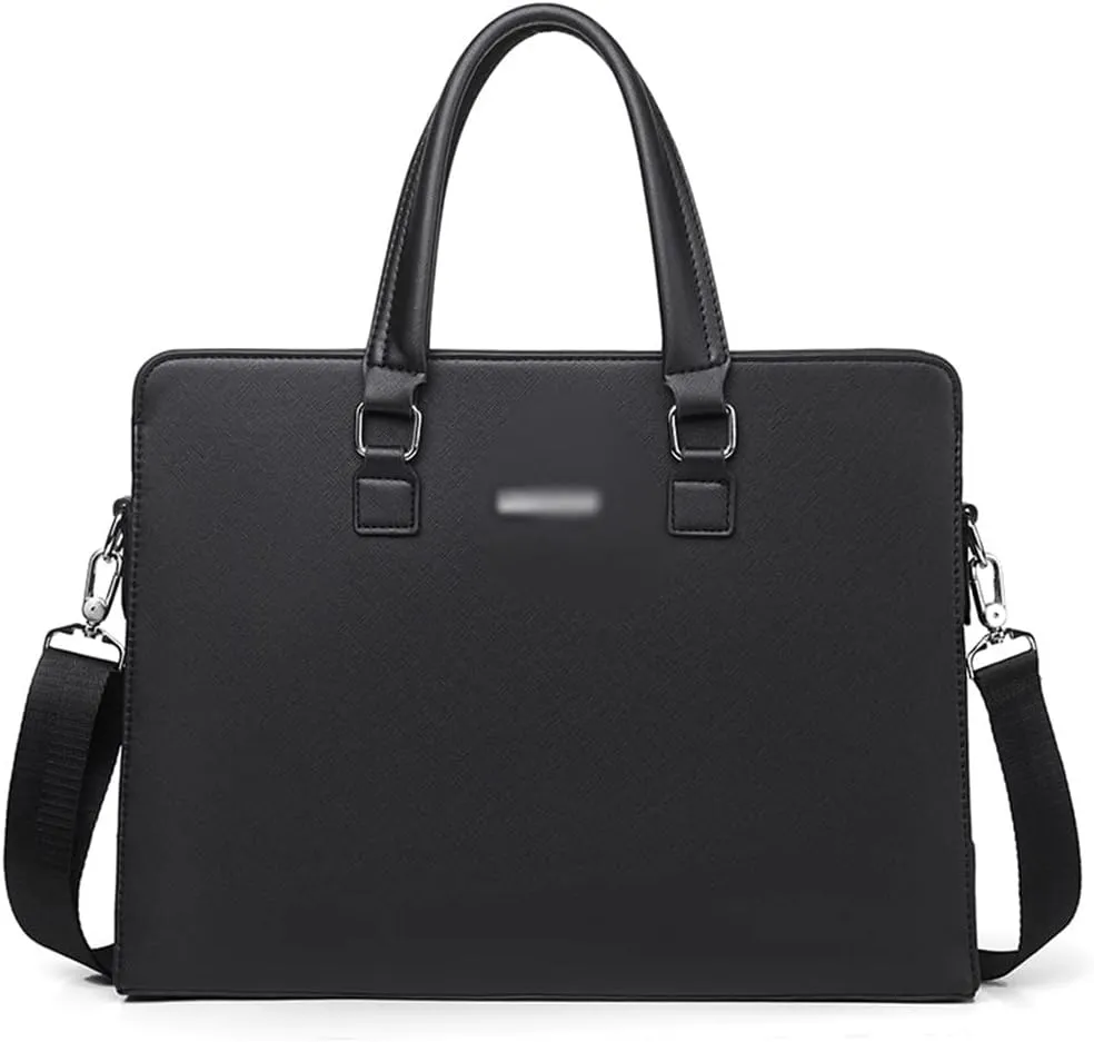 Men's PVC Business Leisure Handbag Large Capacity Computer Bag Conference A4 Document Bag