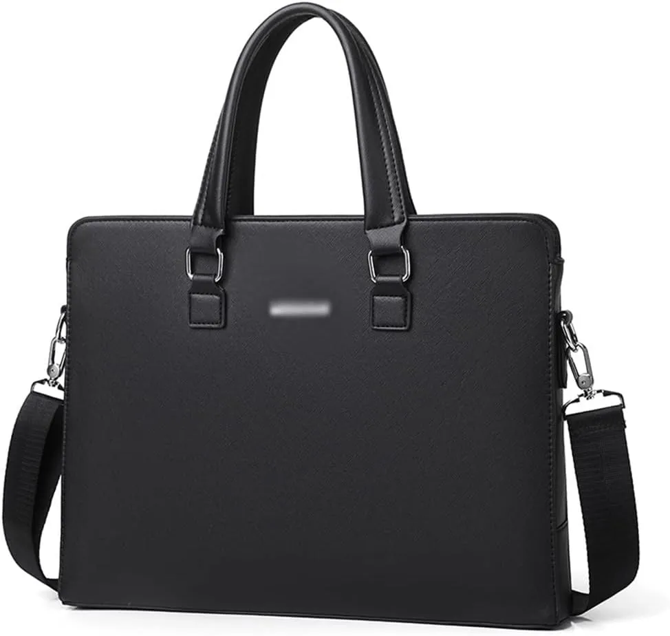 Men's PVC Business Leisure Handbag Large Capacity Computer Bag Conference A4 Document Bag