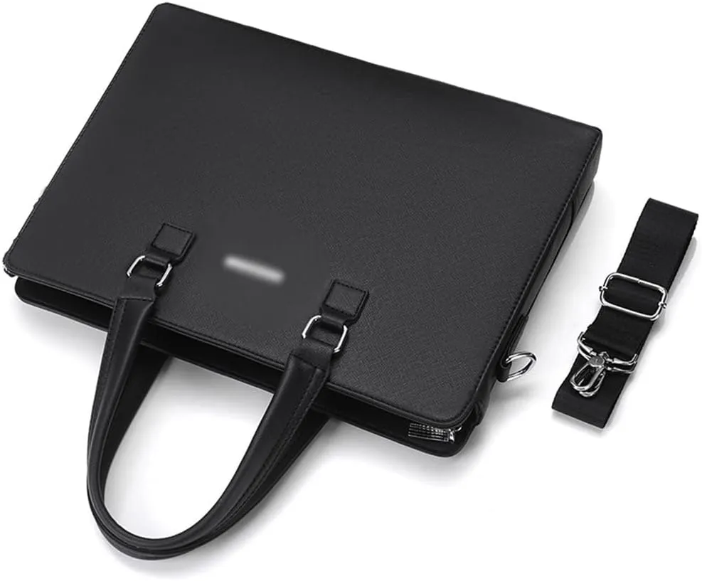 Men's PVC Business Leisure Handbag Large Capacity Computer Bag Conference A4 Document Bag