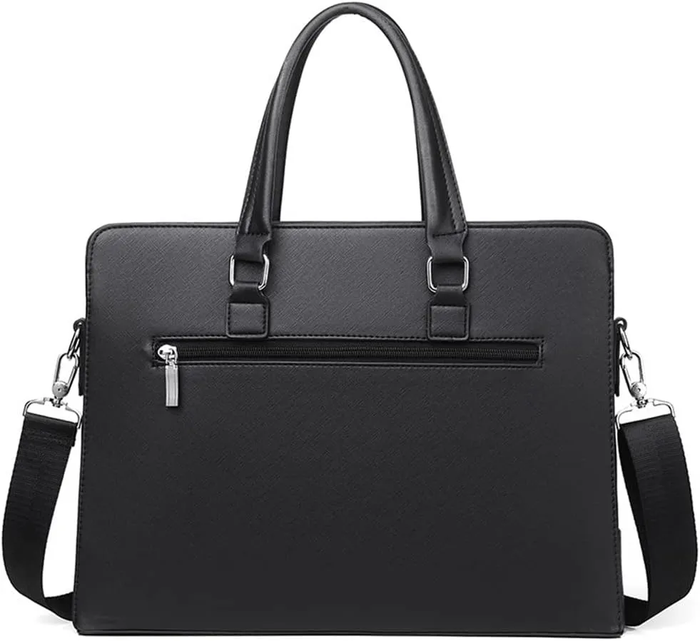 Men's PVC Business Leisure Handbag Large Capacity Computer Bag Conference A4 Document Bag
