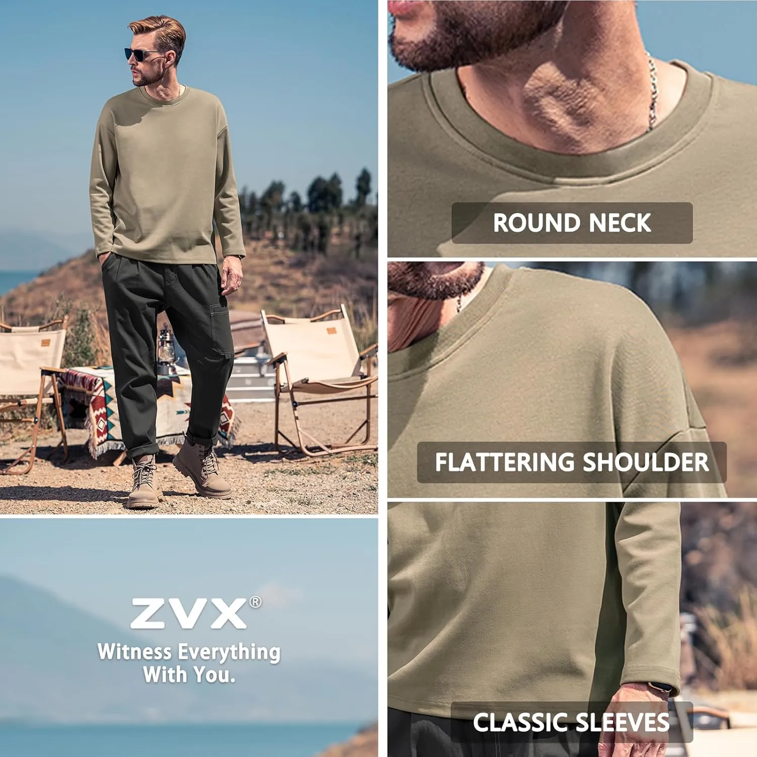 Men's Striped Long Sleeved T-Shirt, Casual Round Neck Long Sleeved Top, Regular-Fit Daily Striped T-Shirt Basic Style