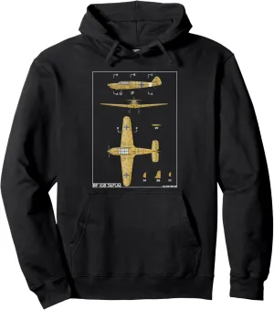 Messerschmitt Bf 108 Taifun WW2 German Plane Diagram Pullover Hoodie