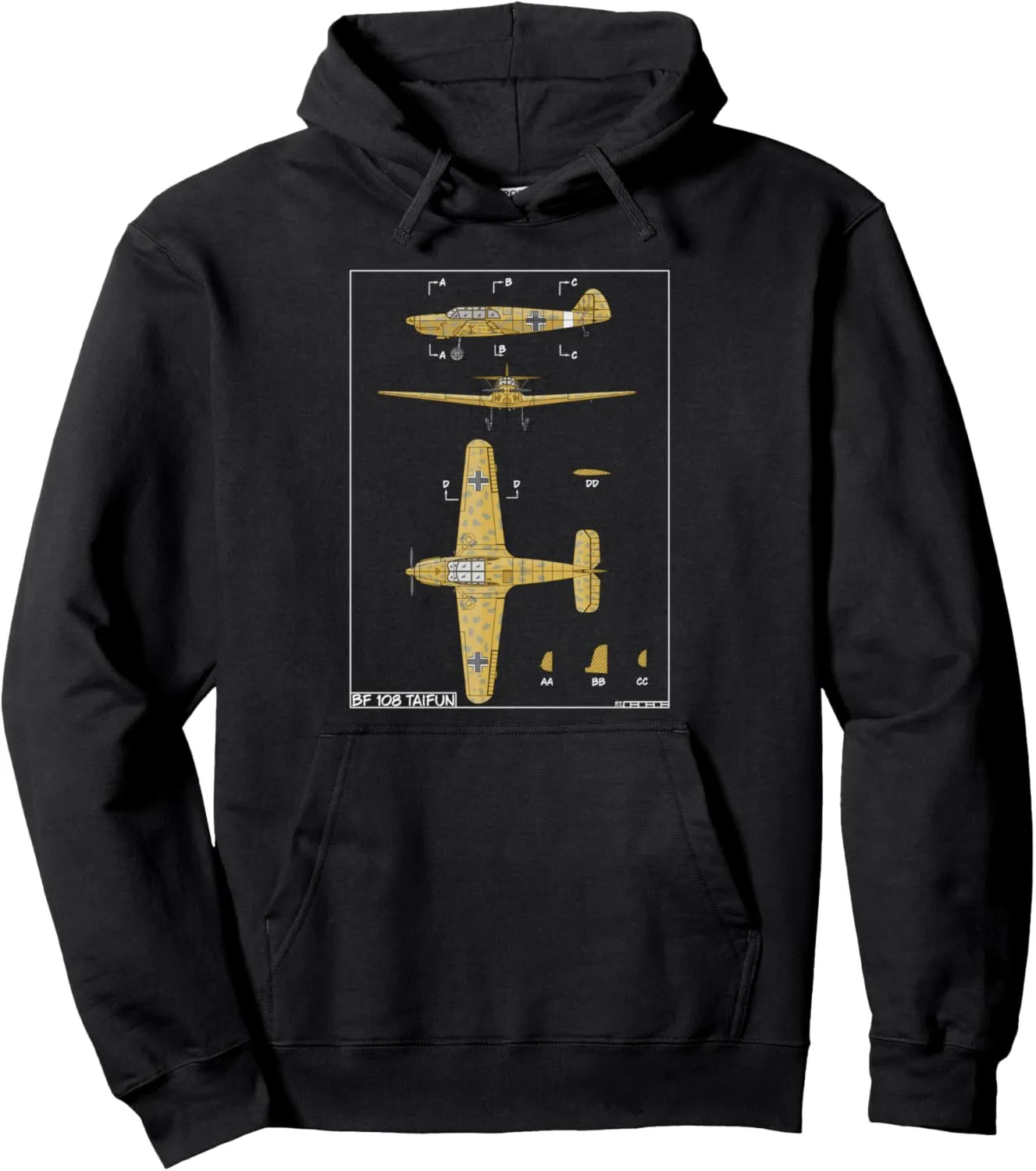 Messerschmitt Bf 108 Taifun WW2 German Plane Diagram Pullover Hoodie