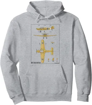 Messerschmitt Bf 108 Taifun WW2 German Plane Diagram Pullover Hoodie
