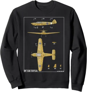 Messerschmitt Bf 108 Taifun WW2 German Plane Diagram Sweatshirt