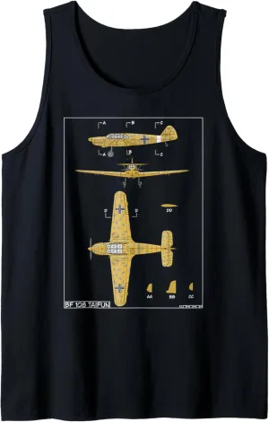 Messerschmitt Bf 108 Taifun WW2 German Plane Diagram Tank Top