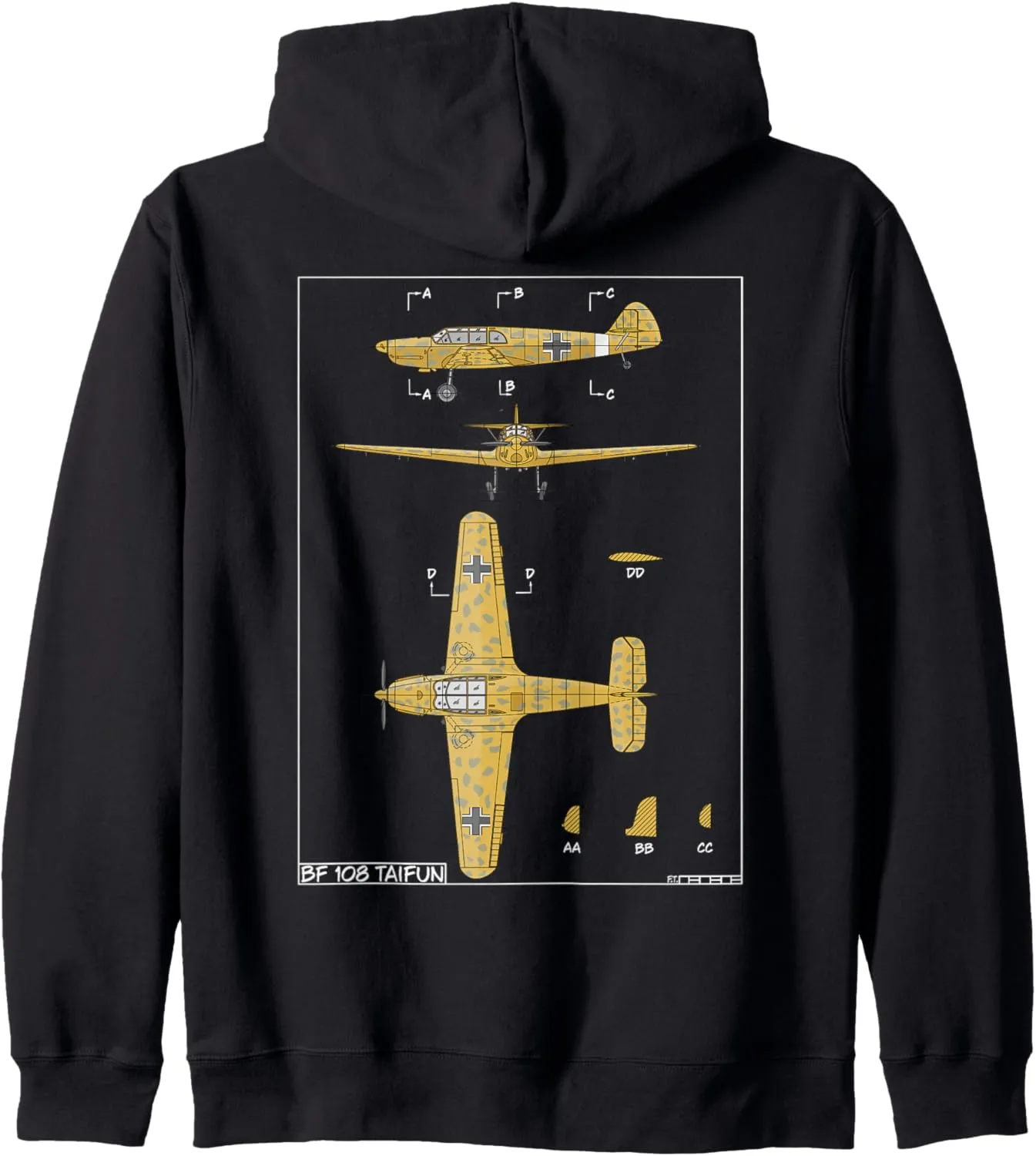Messerschmitt Bf 108 Taifun WW2 German Plane Diagram Zip Hoodie