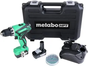 Metabo HPT Cordless Drill | 12V Peak | Includes 2-12V Lithium Ion Batteries | Carrying Case | 7 Piece Bit Set | Lifetime Tool Warranty (DS10DFL2)