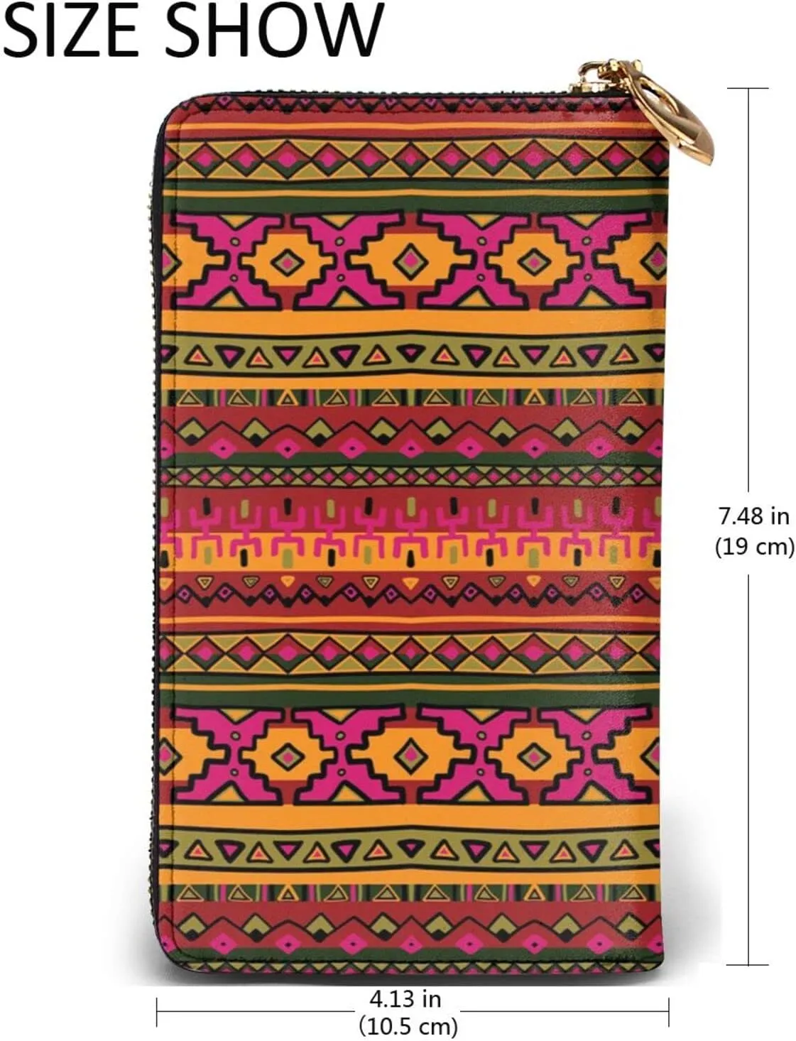 Mexican Folk Art Boho Leather Womens Wallet,Cute Clutch Purses for Women,Minimalist,Waterproof Card Holder Wallets Clutch Bag