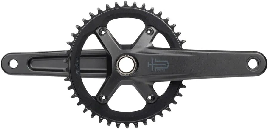 microSHIFT Sword 1x Crankset - 165mm, 10-Speed, 42t, 110 Asym BCD, 24mm Spindle, Black, Gray
