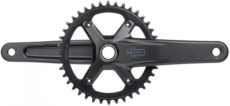 microSHIFT Sword 1x Crankset - 172.5mm, 10-Speed, 40t, 110 Asym BCD, 24mm Spindle, Black, Gray