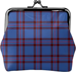 Mini PU Leather Change Purse Elliot Modern Tartan Coin Purses Wallet with Clasp Pouch