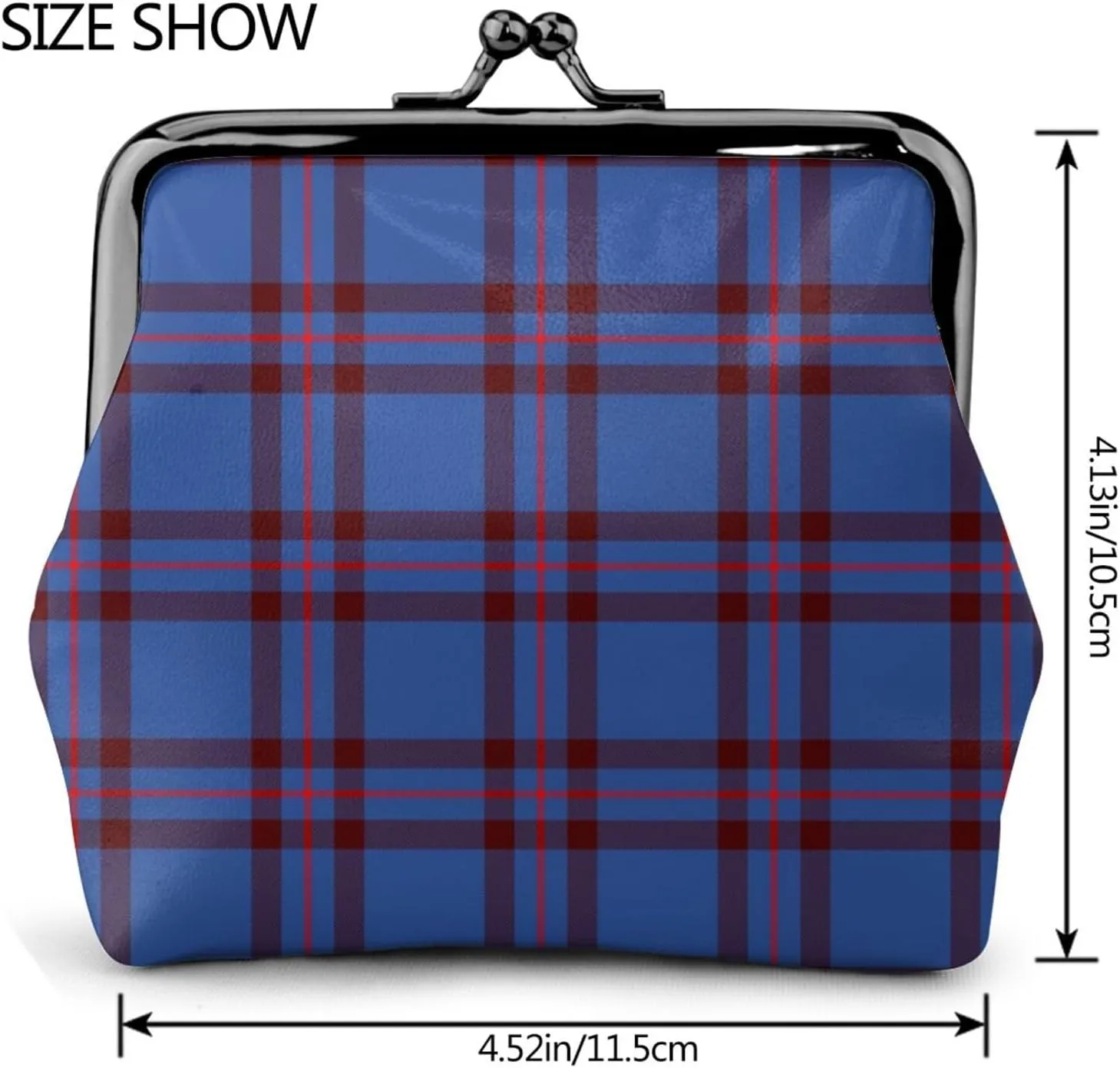 Mini PU Leather Change Purse Elliot Modern Tartan Coin Purses Wallet with Clasp Pouch