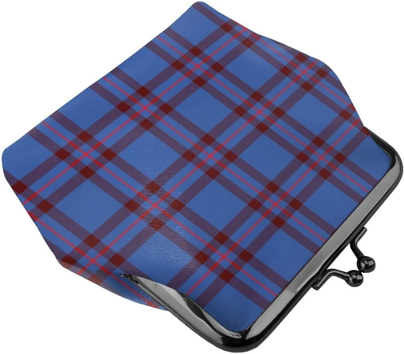 Mini PU Leather Change Purse Elliot Modern Tartan Coin Purses Wallet with Clasp Pouch