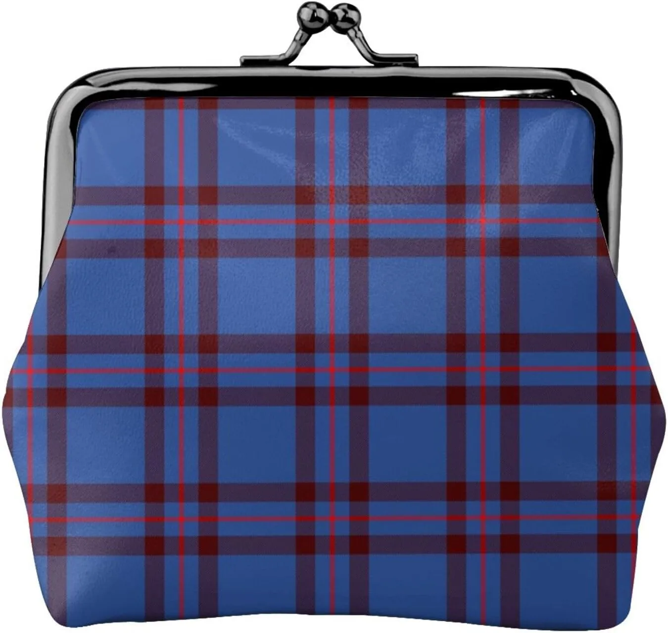 Mini PU Leather Change Purse Elliot Modern Tartan Coin Purses Wallet with Clasp Pouch