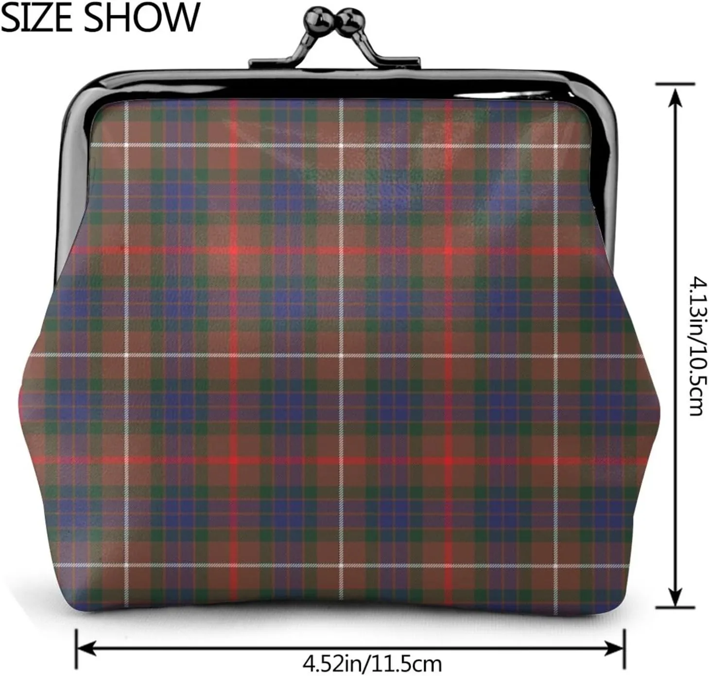 Mini PU Leather Change Purse Fraser Hunting Modern Tartan Coin Purses Wallet with Clasp Pouch