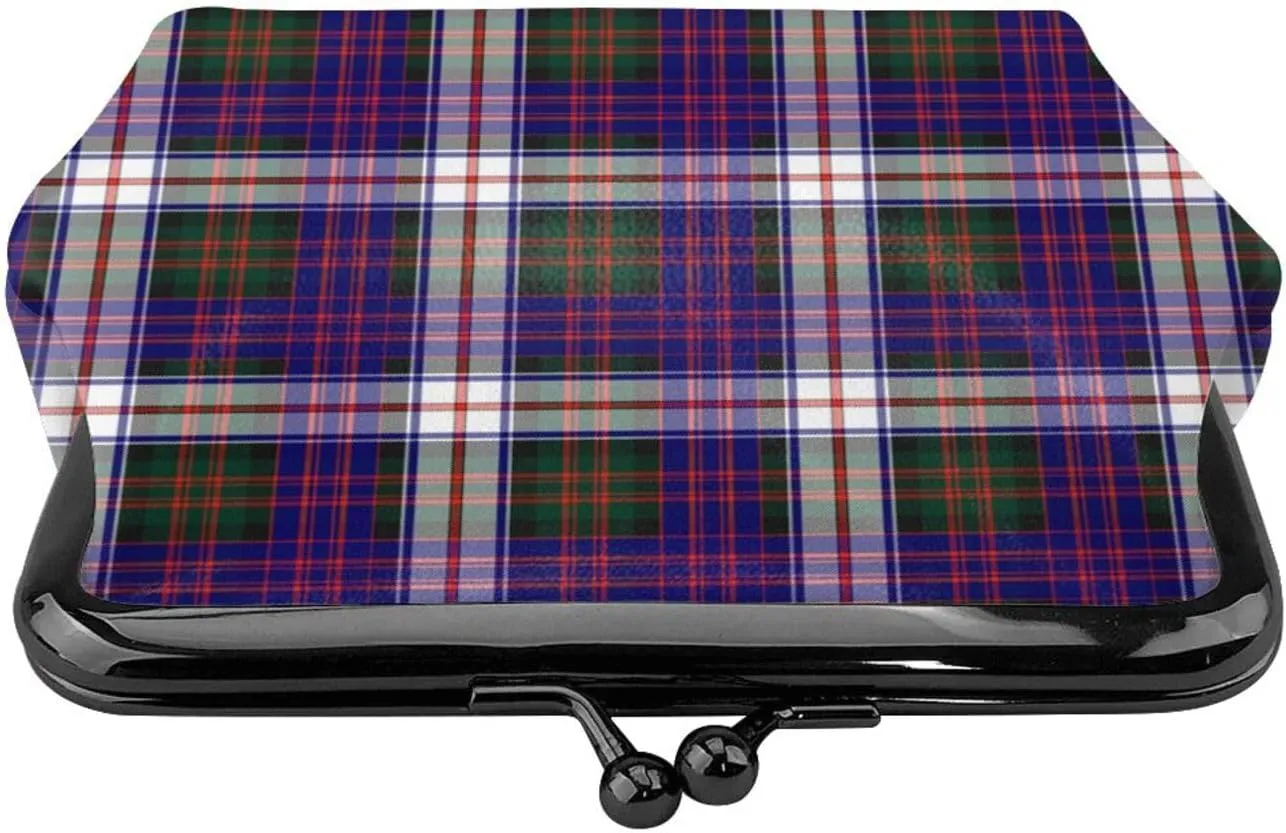 Mini PU Leather Change Purse MacDonald Dress Modern Tartan Coin Purses Wallet with Clasp Pouch