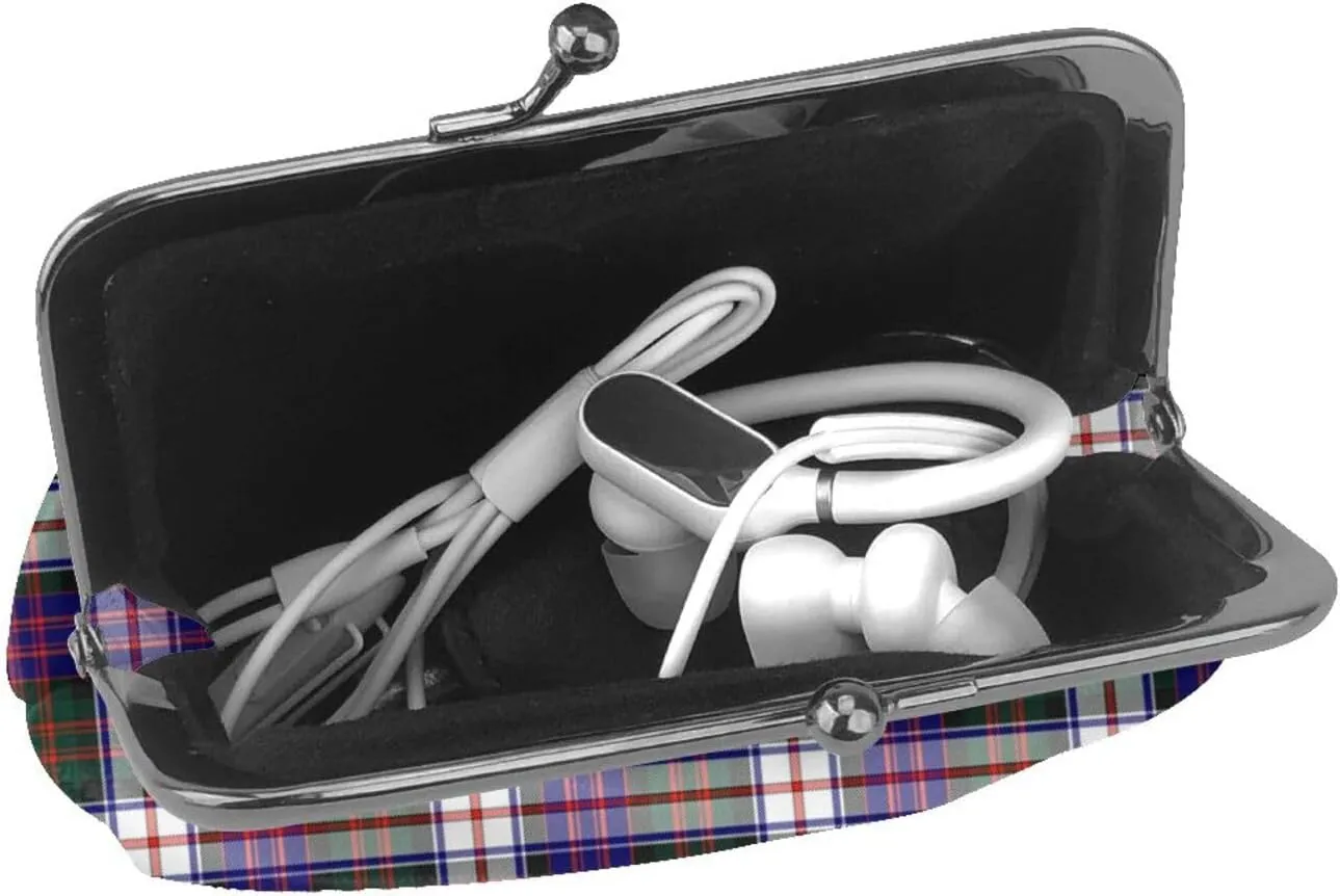 Mini PU Leather Change Purse MacDonald Dress Modern Tartan Coin Purses Wallet with Clasp Pouch