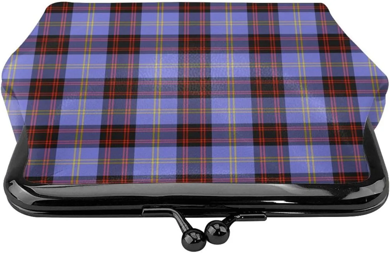 Mini PU Leather Change Purse Rutherford Tartan Coin Purses Wallet with Clasp Pouch