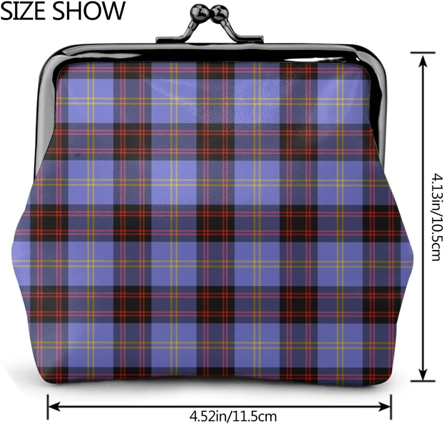 Mini PU Leather Change Purse Rutherford Tartan Coin Purses Wallet with Clasp Pouch