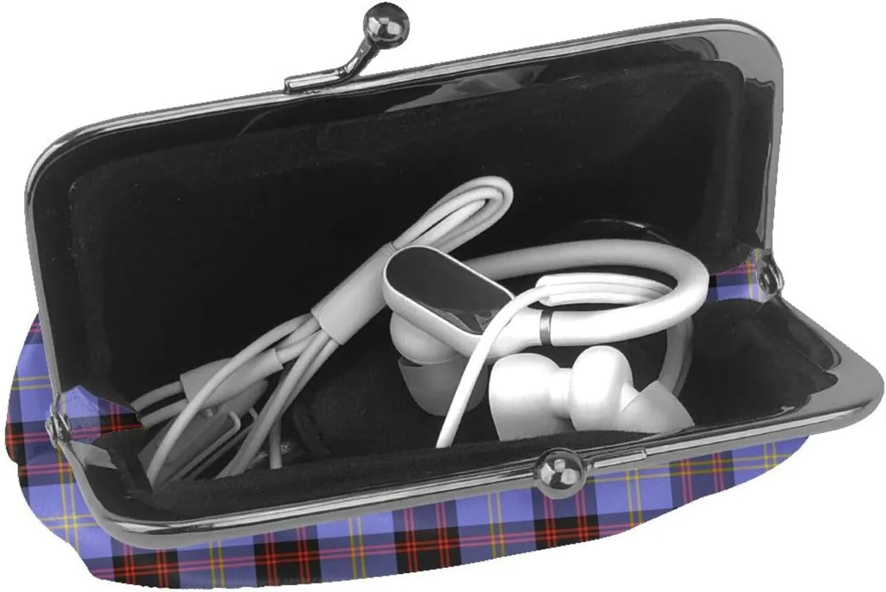 Mini PU Leather Change Purse Rutherford Tartan Coin Purses Wallet with Clasp Pouch