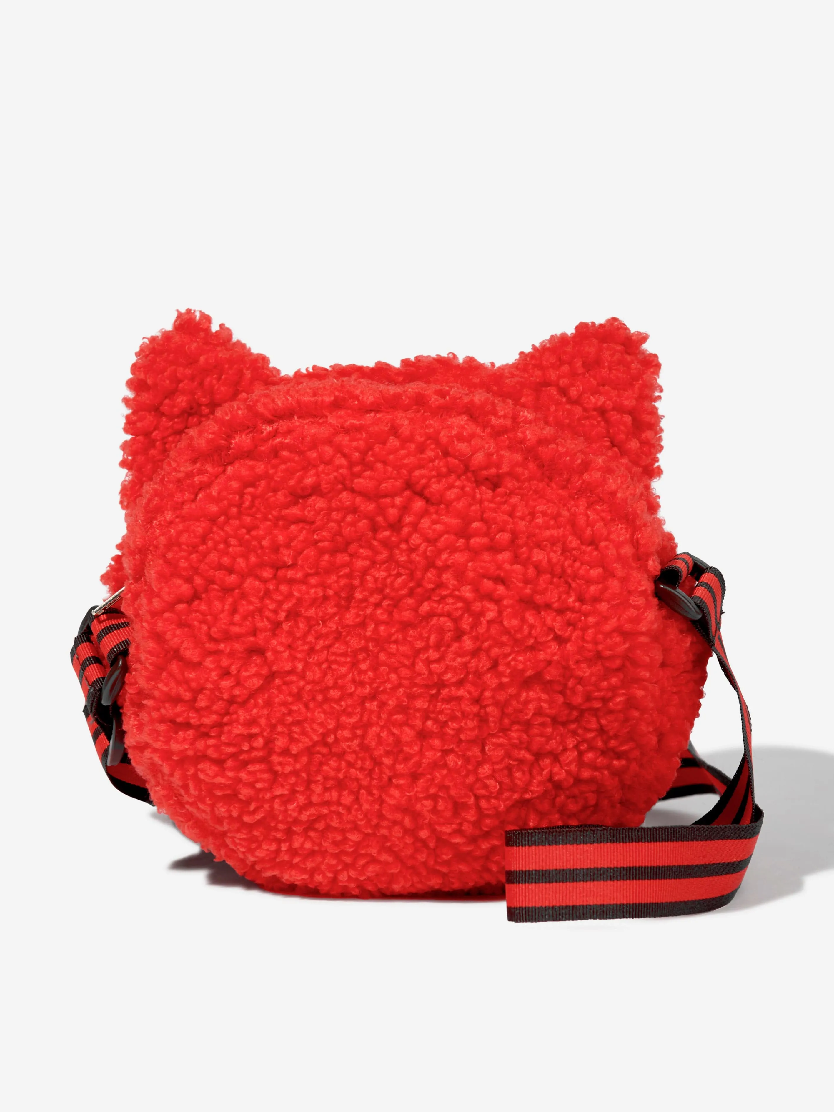 Mini Rodini Girls Cat Fuzzy Mini Bag in Red (23cm)