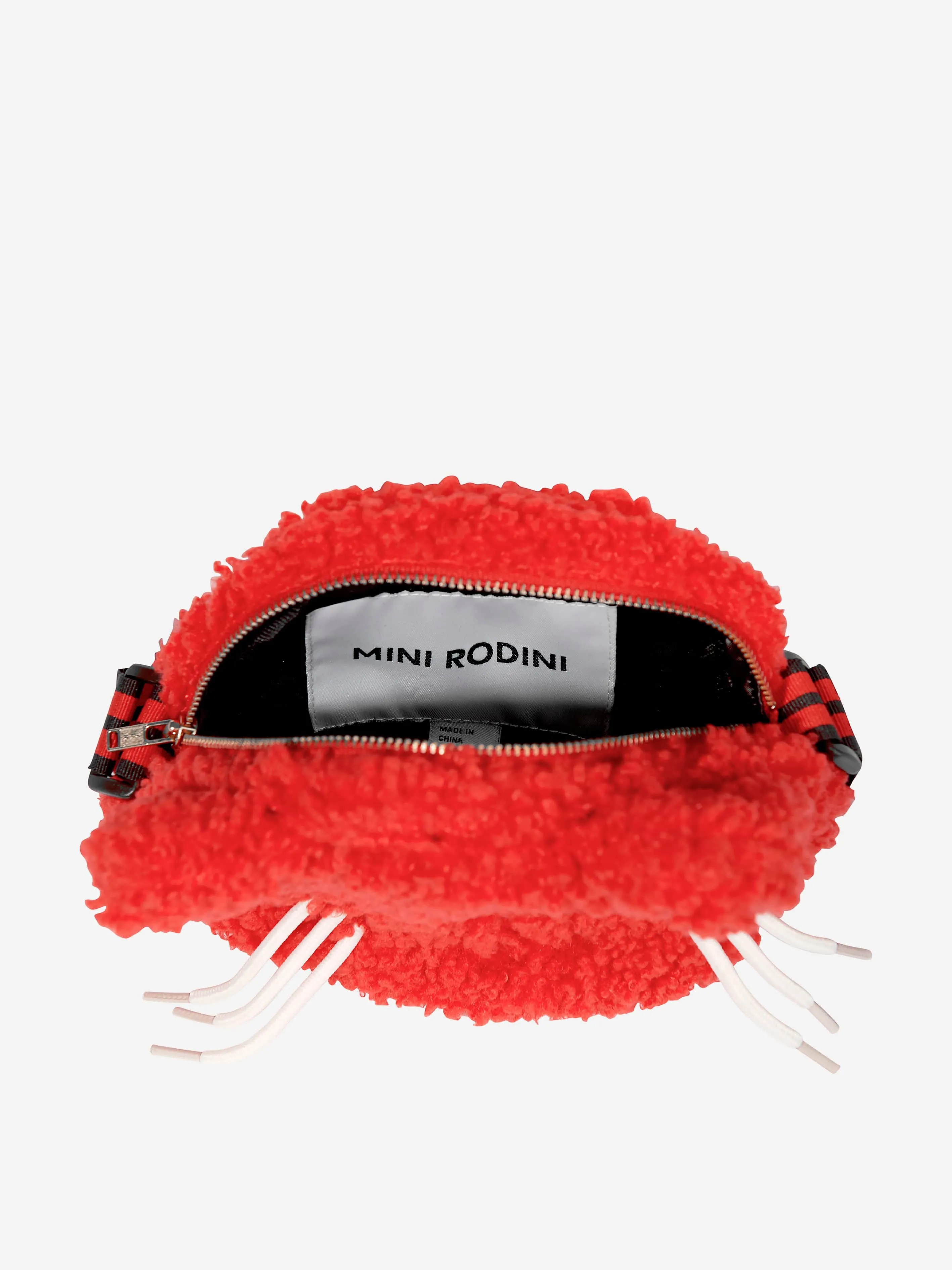 Mini Rodini Girls Cat Fuzzy Mini Bag in Red (23cm)