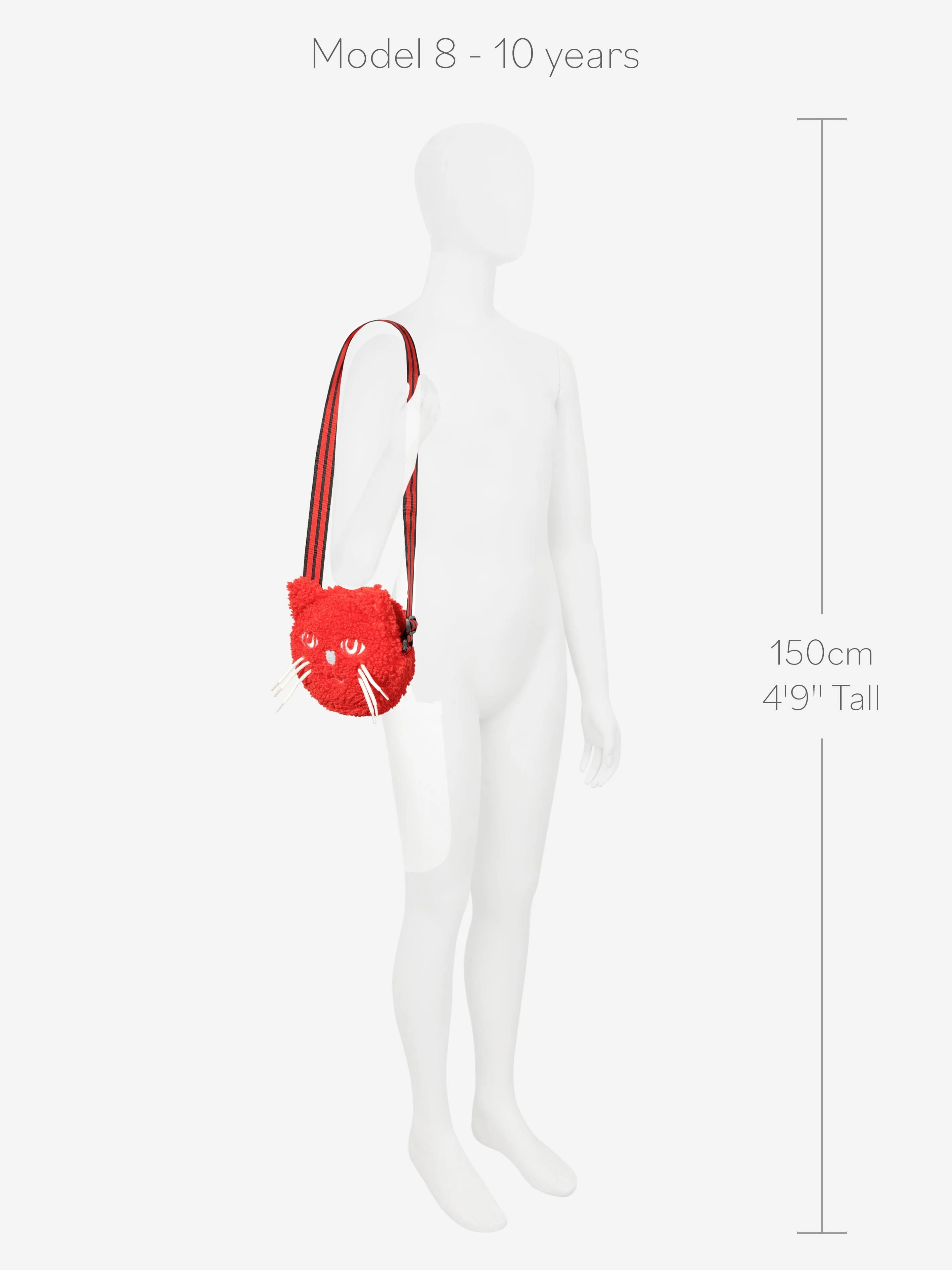 Mini Rodini Girls Cat Fuzzy Mini Bag in Red (23cm)