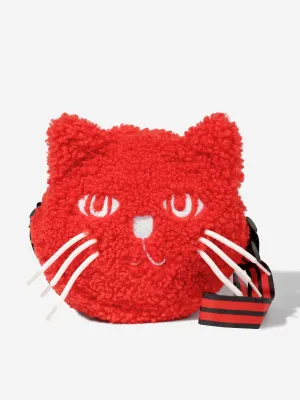 Mini Rodini Girls Cat Fuzzy Mini Bag in Red (23cm)