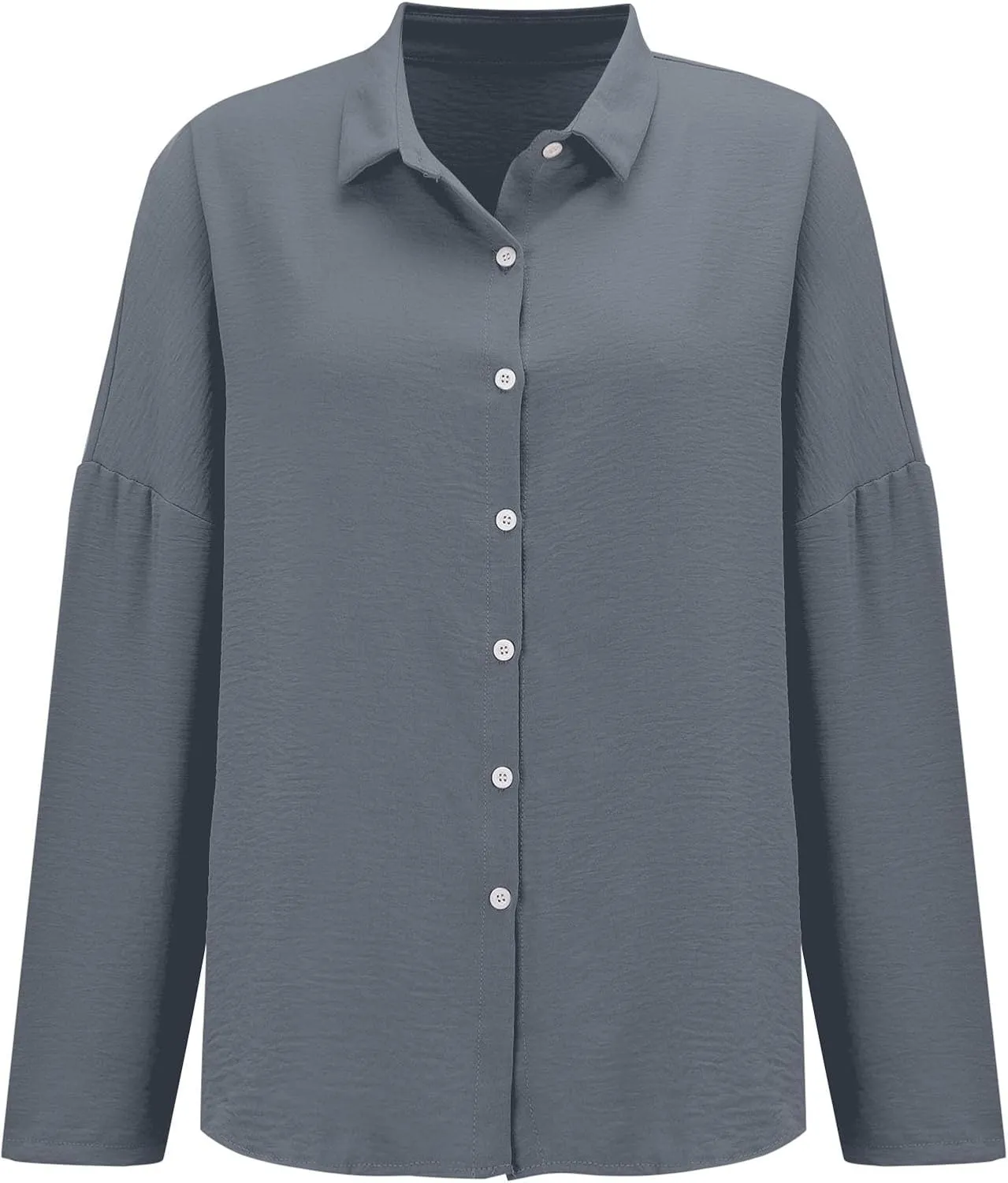 Miyaomn Womens Button Down Dress Shirts Cotton Linen Long Sleeve Collared Blouse Lightweight Slim Fit Solid V Neck Casual Top