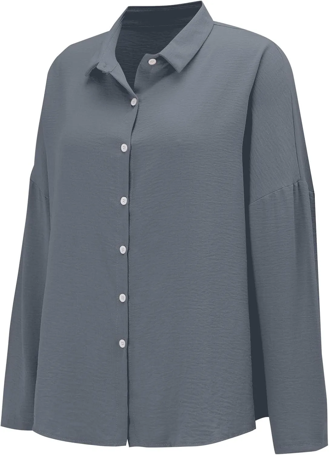 Miyaomn Womens Button Down Dress Shirts Cotton Linen Long Sleeve Collared Blouse Lightweight Slim Fit Solid V Neck Casual Top